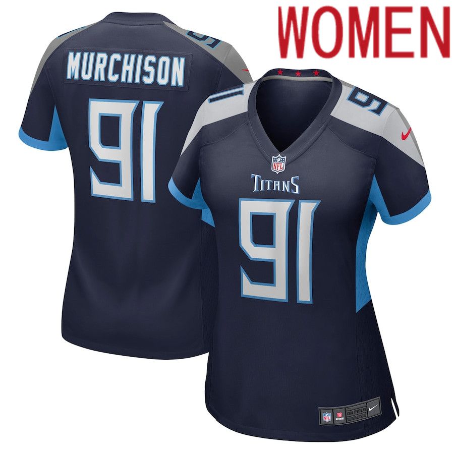 Women Tennessee Titans #91 Larrell Murchison Nike Navy Game NFL Jersey